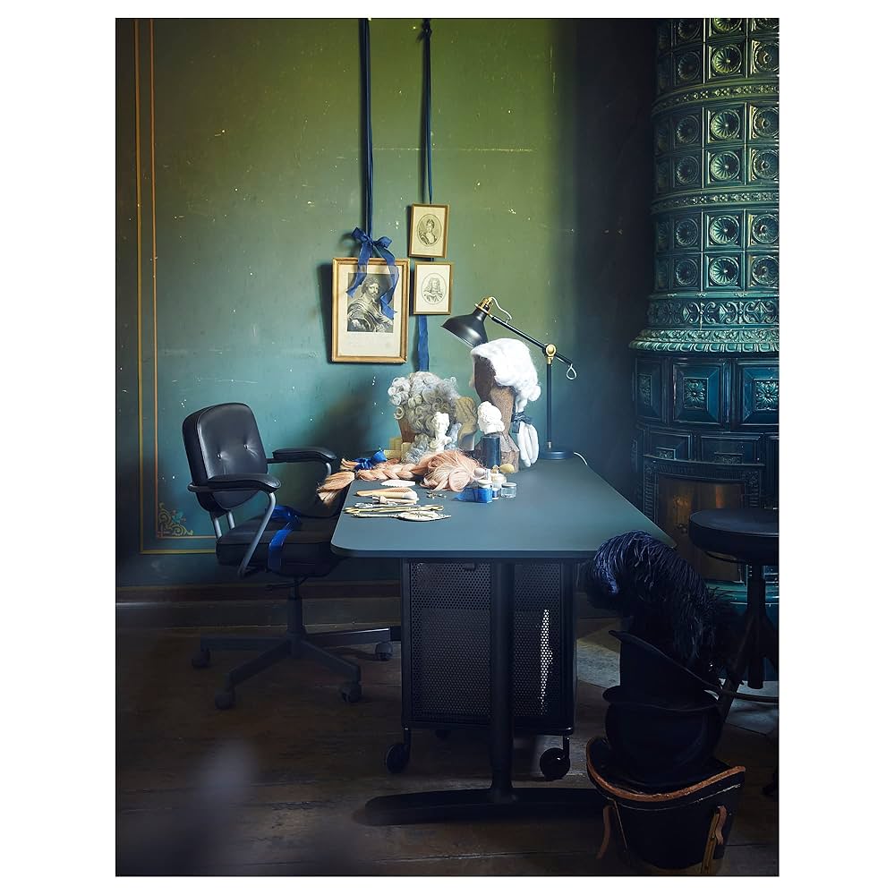 IKEA BEKANT(ベカント) デスク ブラック160cm x 80cm Ikea BEKANT desk, 160x80 cm, linoleum blue/black: Buy Online